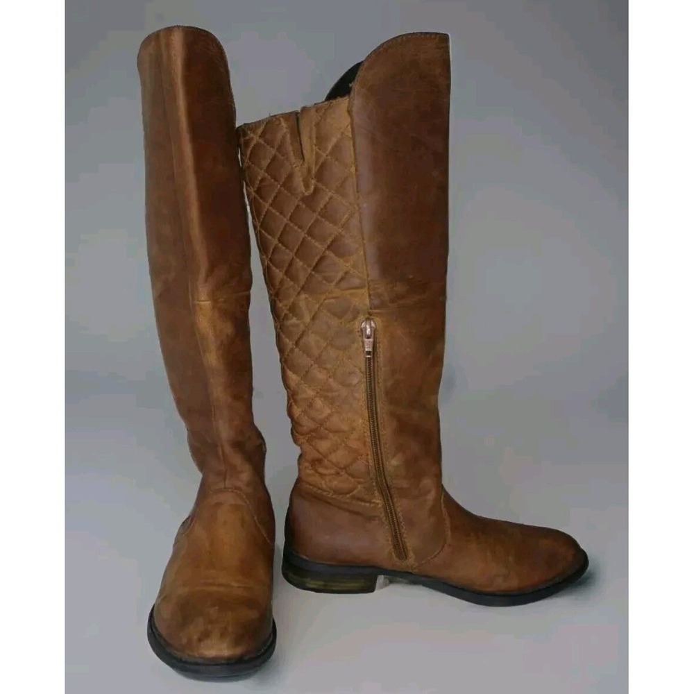 STEVE MADDEN NORTHSIDE  Riding Boot Cognac Quilted Leather Size 6